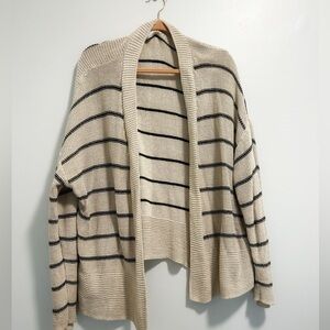 Old Navy Women's Cream and Black Striped Cardigan